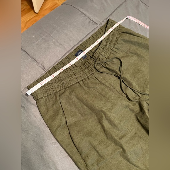 J Crew army green linen type pants size 10 - Picture 3 of 5